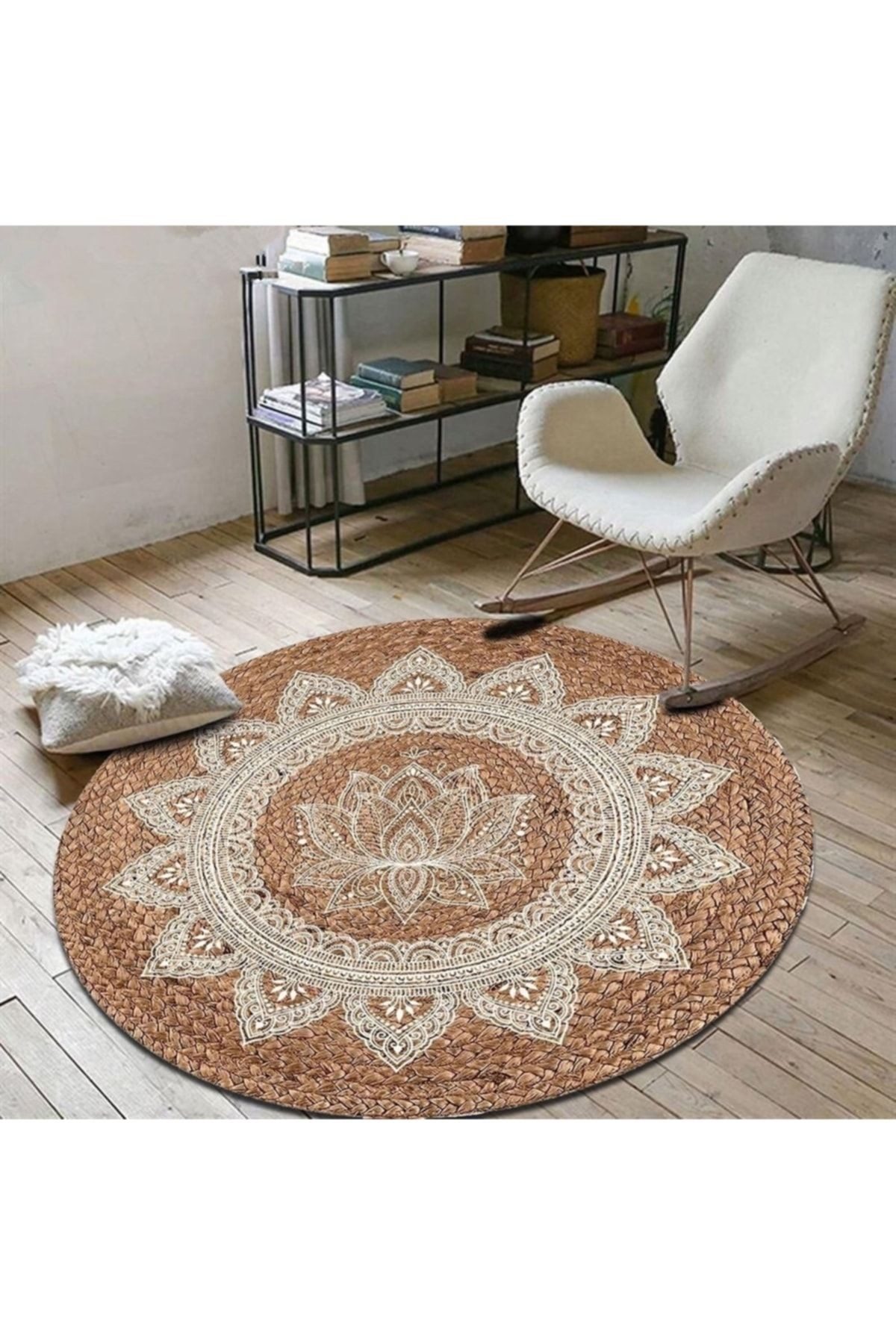 Yuvarlak Jüt Hasır Halı Salon Oda Çocuk Mutfak Antre Koridor Halısı Yolluk KS-1014