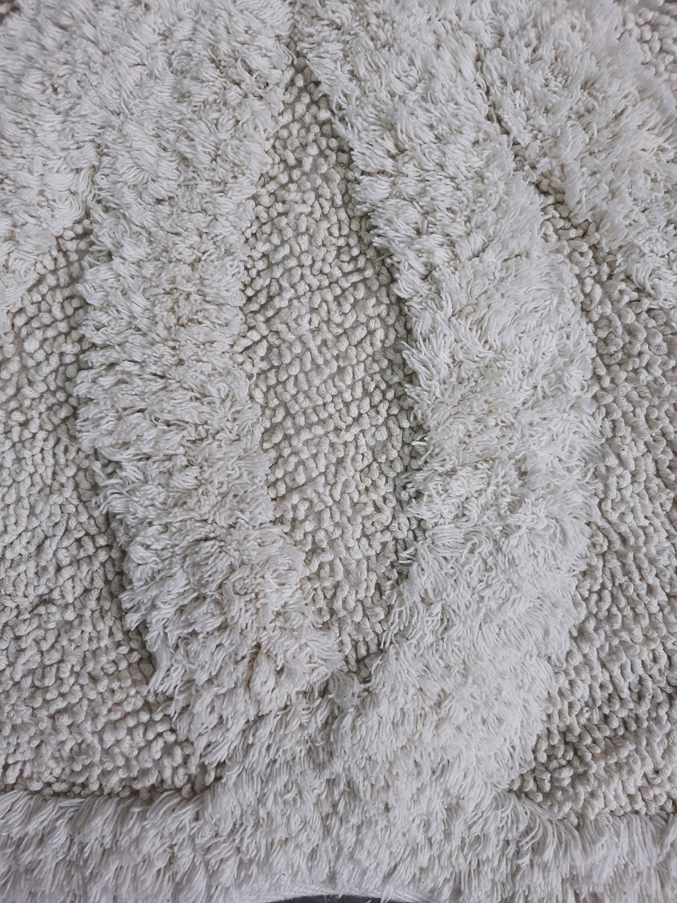 Papatya Tufting Pamuk Banyo Paspası 100x100 cm Tek Parça Pamuk Dokuma Paspas - Krem