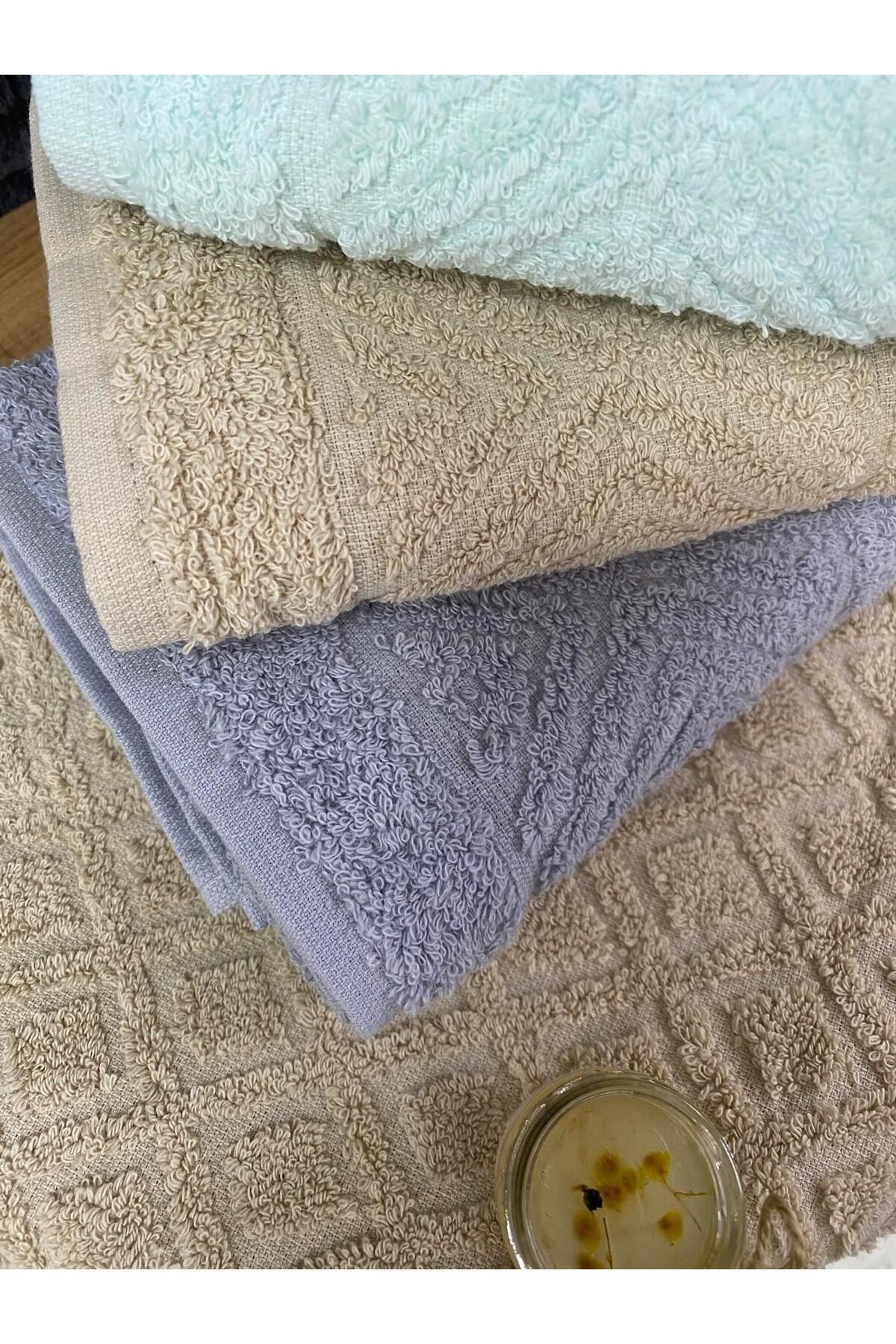 Karo 3’lü El ve Yüz Havlu Seti – 50x90 cm %100 Pamuk, Yumuşak Dokulu,Örgü Desen