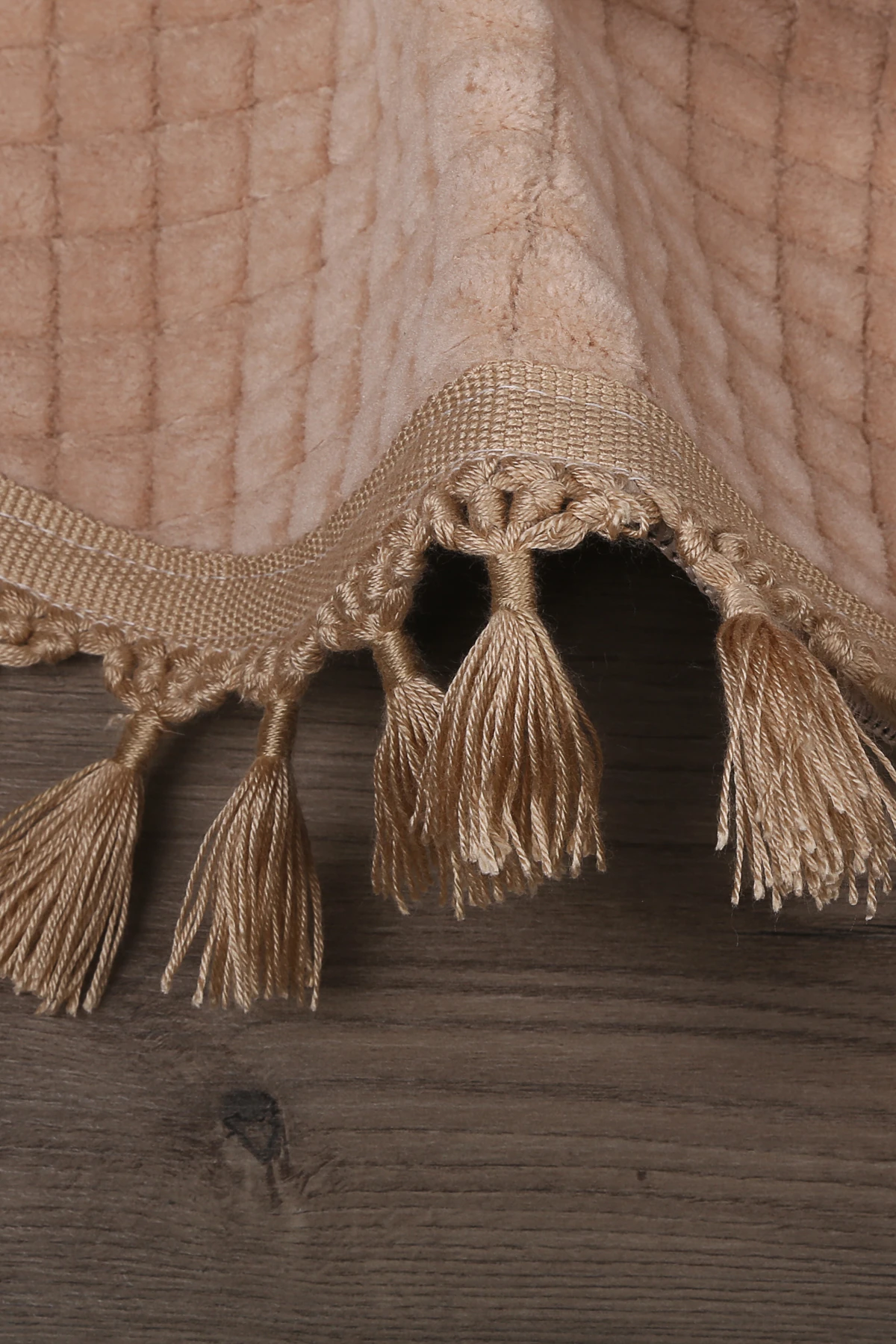 Kare Plus Oval Ponpon Saçaklı Salon Oda Çocuk Mutfak Antre Koridor Halısı Kaymaz Tabanlı Yıkanabilir Peluş Halı Yolluk - Vizon