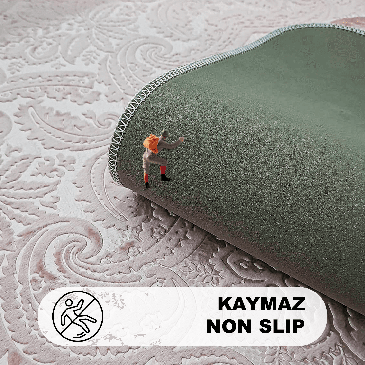 Bonny Home 3’lü UltraSoft Desenli Klozet Takımı Banyo Halısı Paspas Seti - Pudra