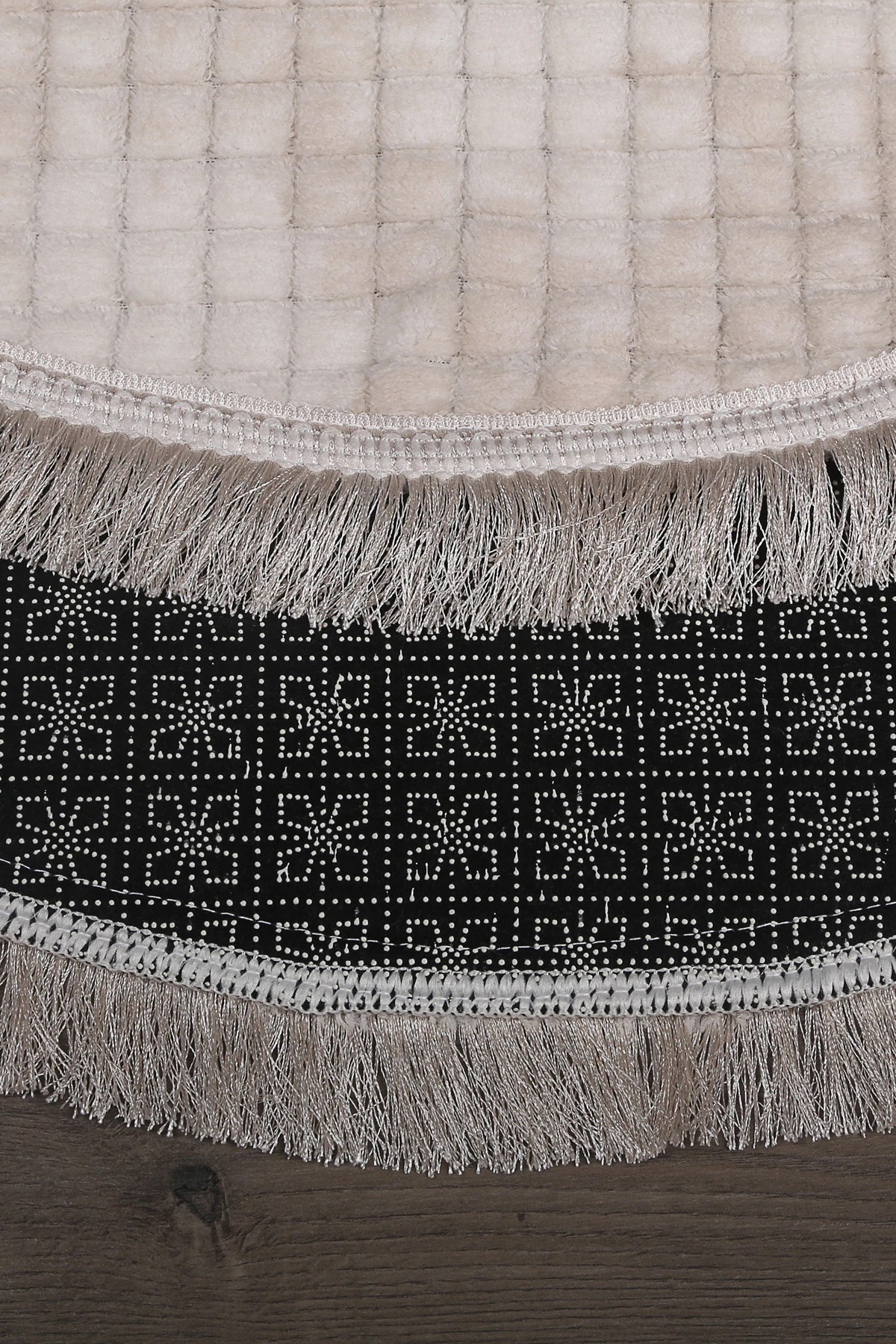 Kare Plus Oval Spor Saçaklı Salon Oda Çocuk Mutfak Antre Koridor Halısı Kaymaz Yıkanabilir Peluş Kesme Halı Yolluk - Krem