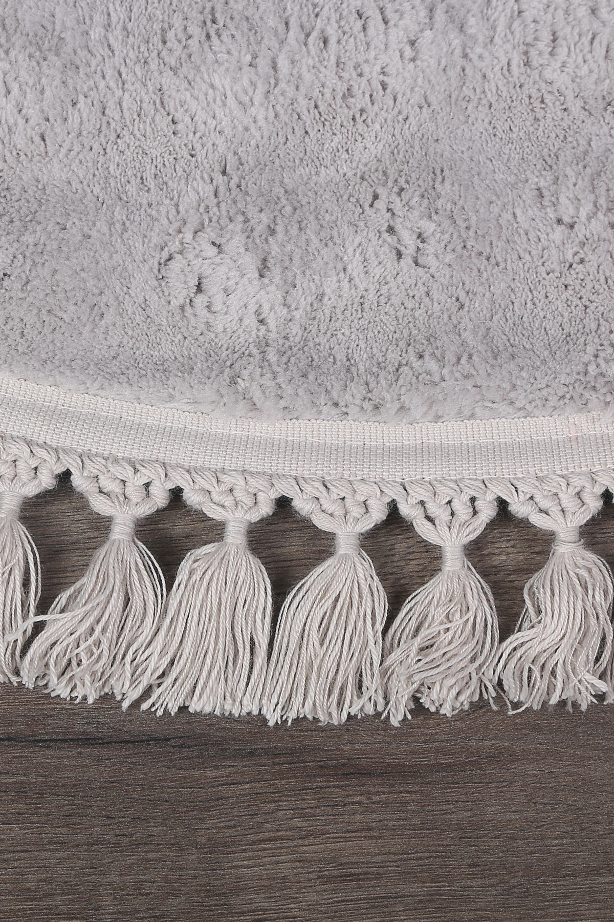 Bubble Yuvarlak Ponpon Saçaklı Salon Oda Çocuk Mutfak Koridor Antre Halısı Yıkanabilir Kaymaz Tabanlı Peluş Halı Yolluk - Gri