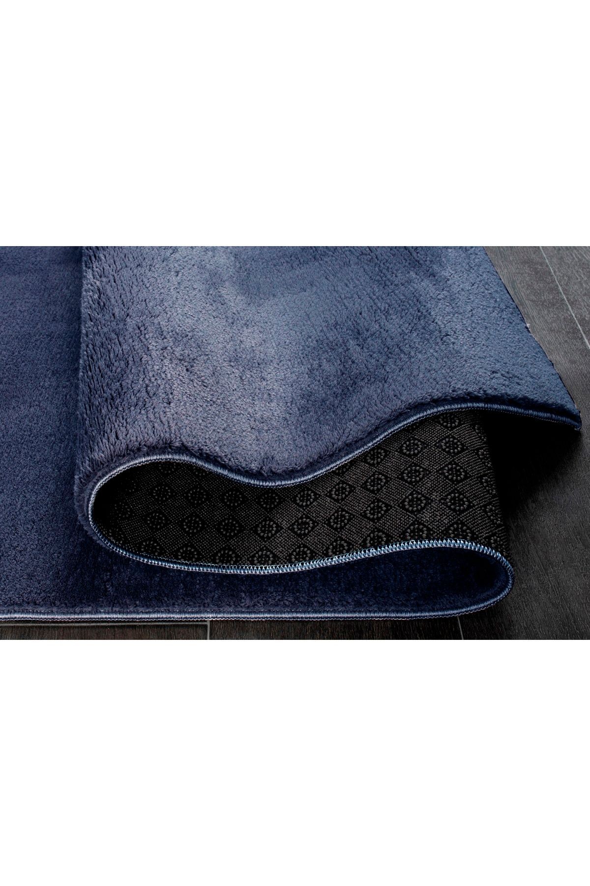 Relax Kaymaz Tabanlı Salon Oda Çocuk Mutfak Koridor Halısı Makinede Yıkanabilir Yumuşak Kesme  Yolluk - Lacivert