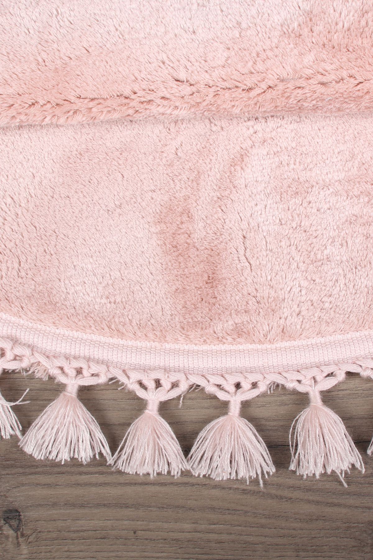Relax Yuvarlak Ponpon Saçaklı Salon Oda Çocuk Mutfak Koridor Halısı Kaymaz Tabanlı Yumuşak Peluş Yolluk - Pembe