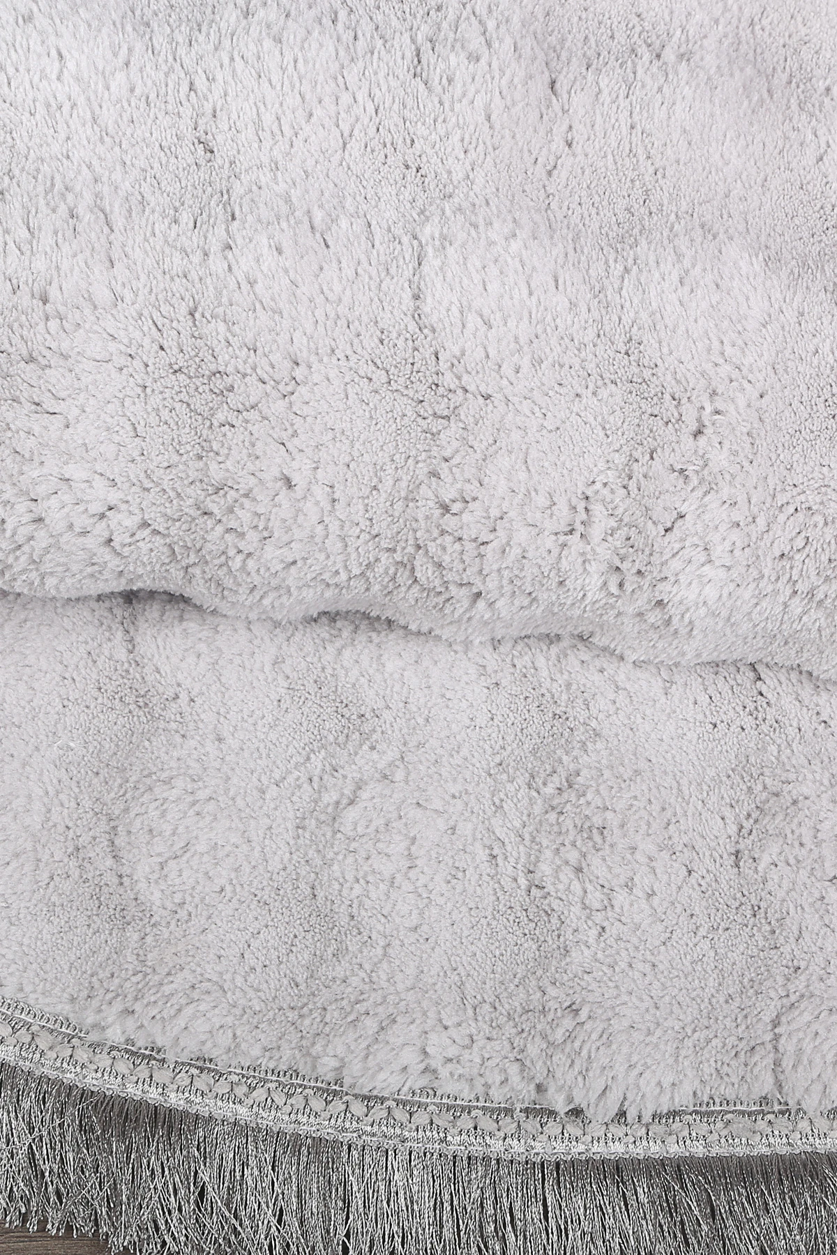 Bubble Yuvarlak Spor Saçaklı Salon Oda Çocuk Mutfak Koridor Antre Halısı Makinede Yıkanabilir Kaymaz Tabanlı Yumuşak Peluş Halı  Yolluk - Gri