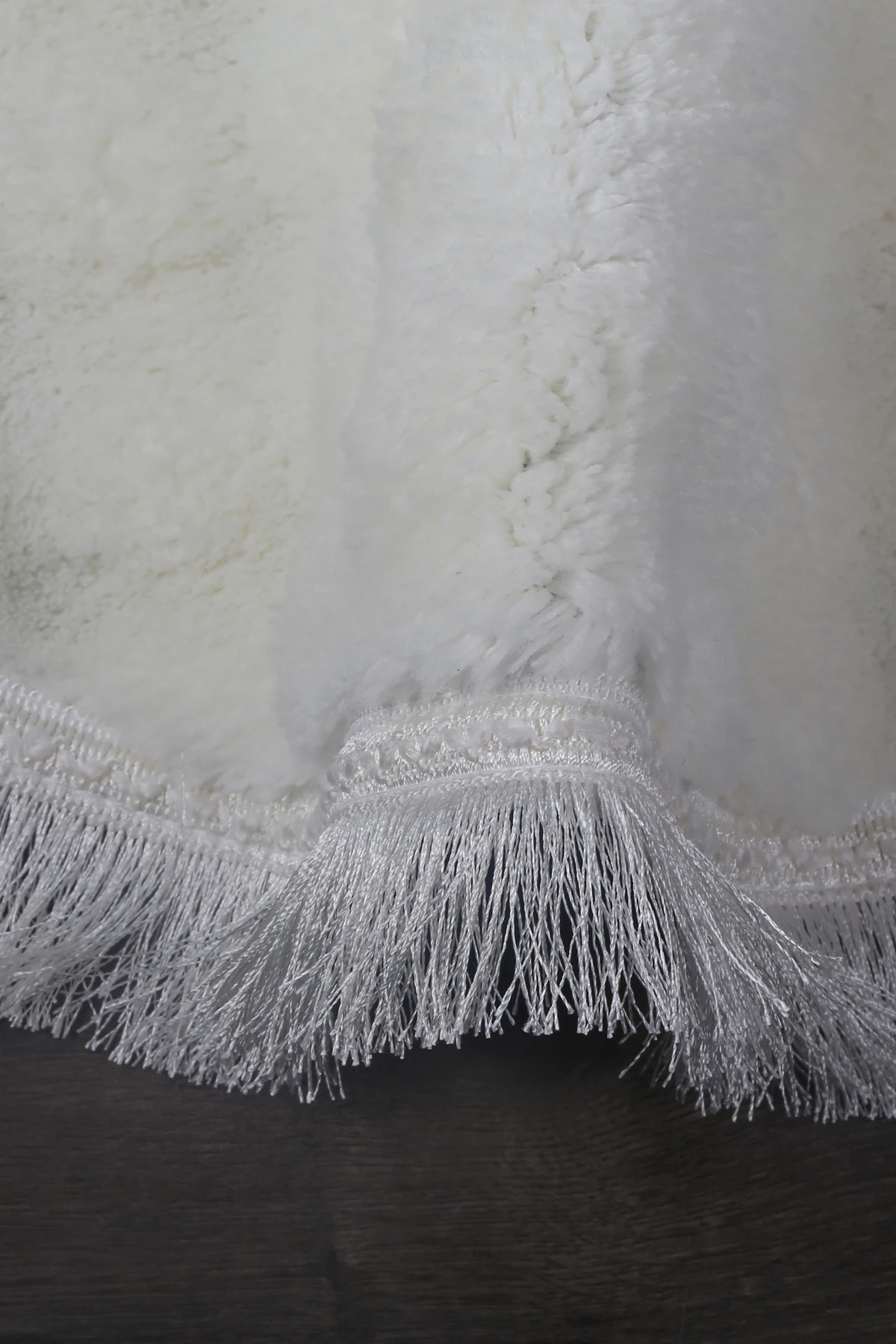 Bubble Yuvarlak Spor Saçaklı Salon Oda Çocuk Mutfak Koridor Antre Halısı Makinede Yıkanabilir Kaymaz Tabanlı Yumuşak Peluş Halı  Yolluk - Krem