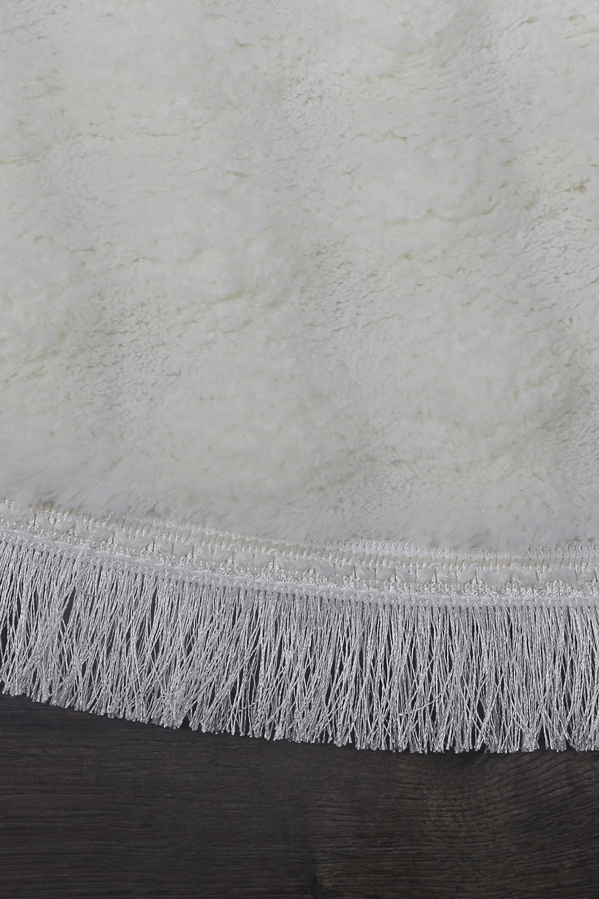 Bubble Yuvarlak Spor Saçaklı Salon Oda Çocuk Mutfak Koridor Antre Halısı Makinede Yıkanabilir Kaymaz Tabanlı Yumuşak Peluş Halı  Yolluk - Krem