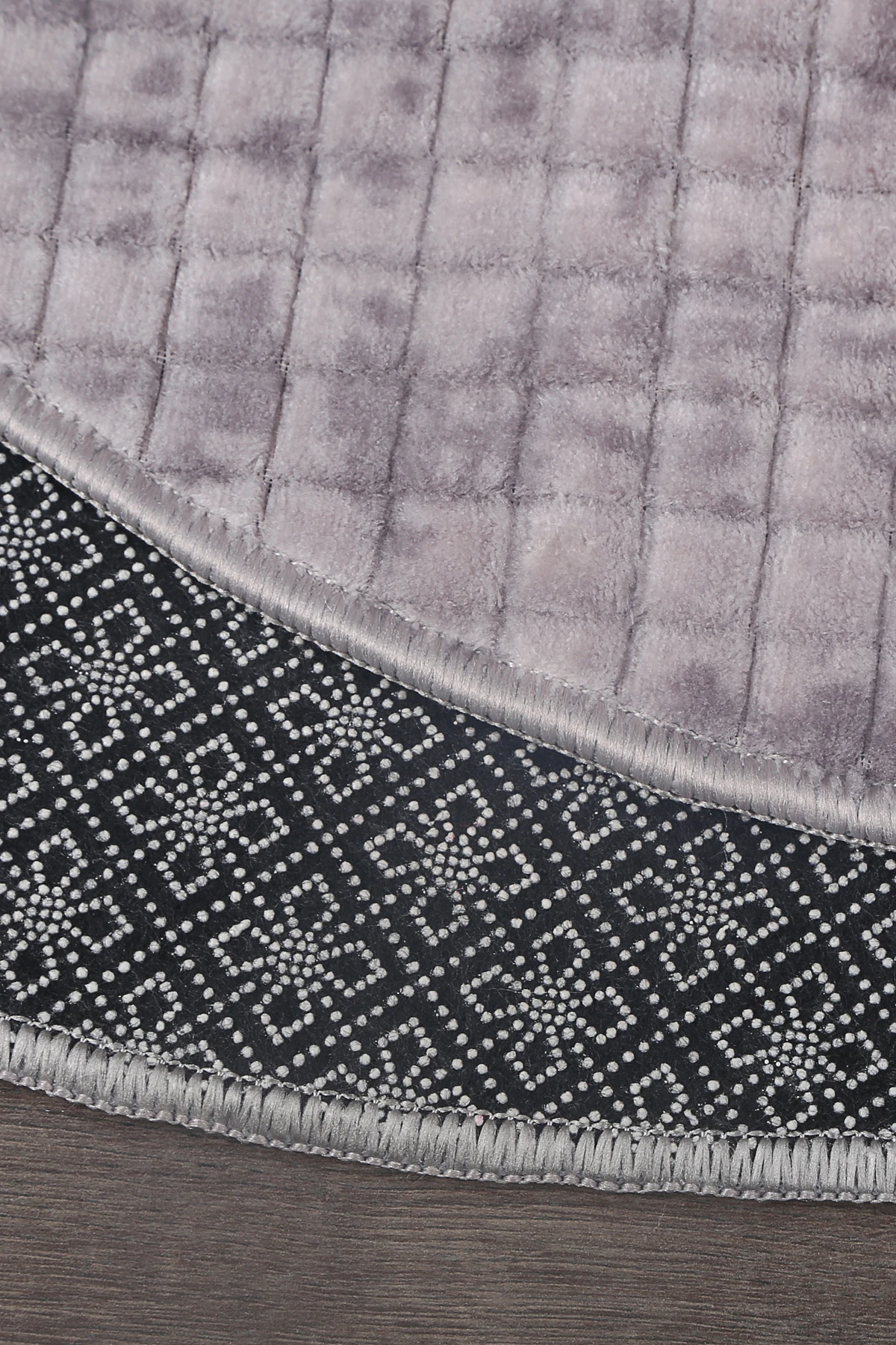 Kare Plus Yuvarlak Salon Oda Çocuk Mutfak Antre Koridor Halısı Kaymaz Tabanlı Makinede Yıkanabilir Peluş Halı Yolluk - Gri