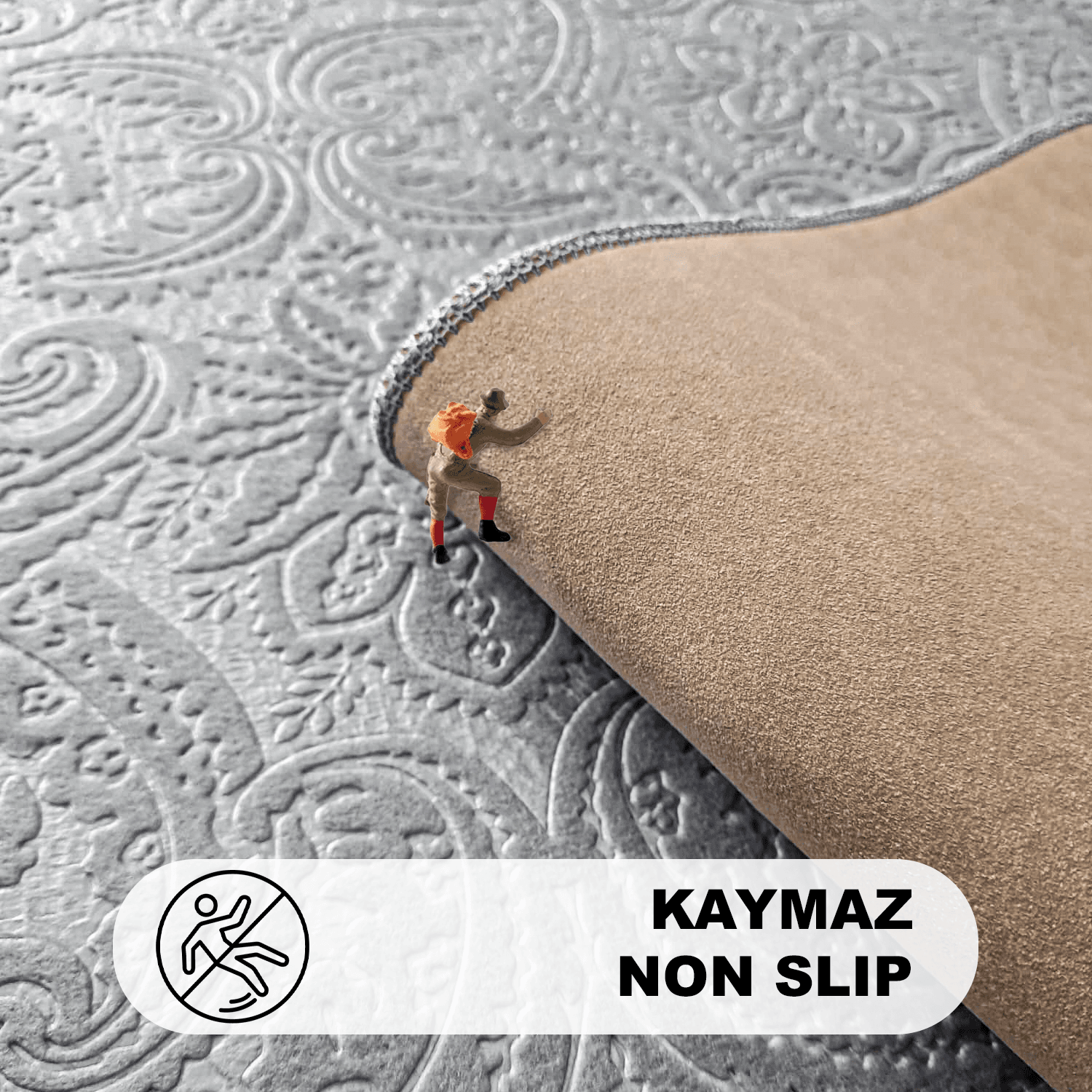 Bonny Home 3’lü UltraSoft Desenli Klozet Takımı Banyo Halısı Paspas Seti - Gri