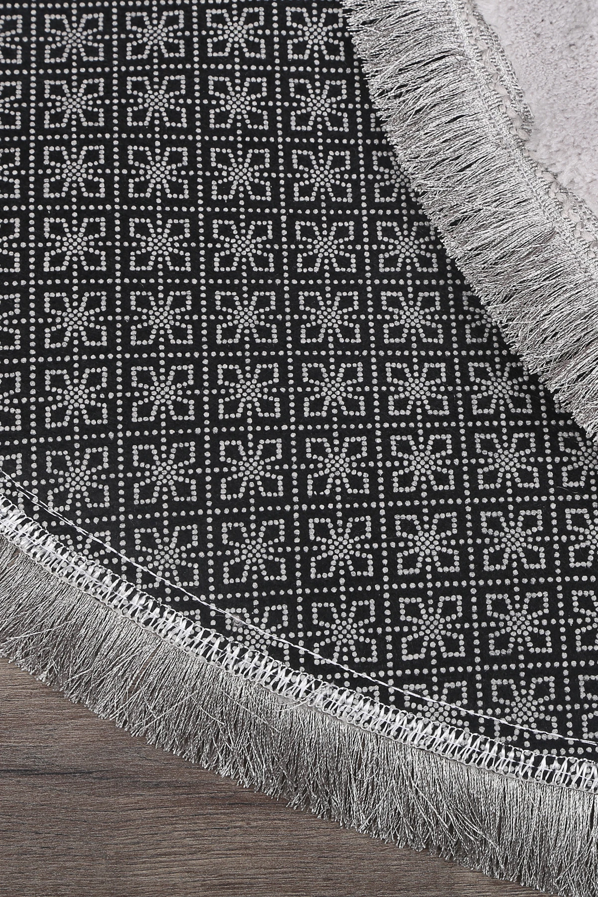 Bubble Yuvarlak Spor Saçaklı Salon Oda Çocuk Mutfak Koridor Antre Halısı Makinede Yıkanabilir Kaymaz Tabanlı Yumuşak Peluş Halı  Yolluk - Gri