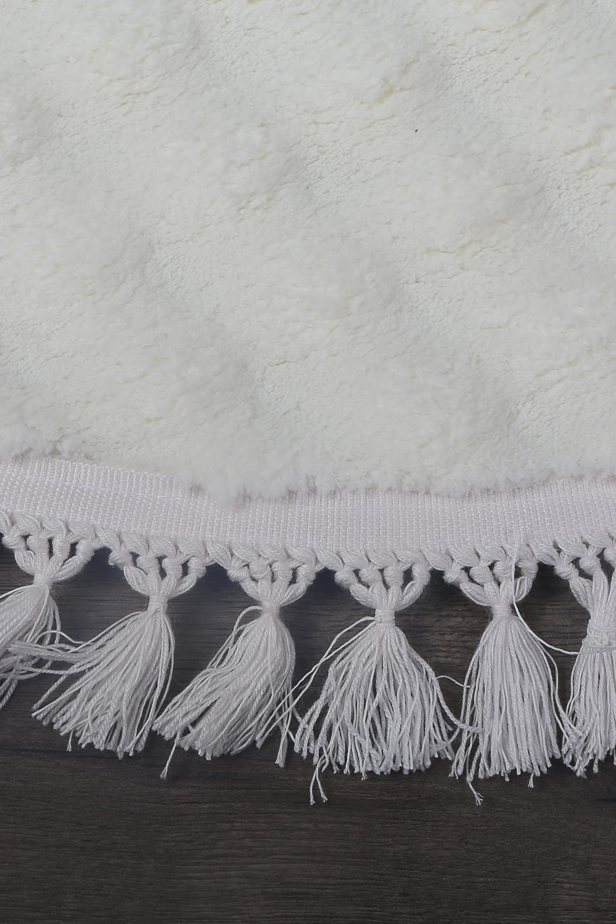 Bubble Yuvarlak Ponpon Saçaklı Salon Oda Çocuk Mutfak Koridor Antre Halısı Yıkanabilir Kaymaz Tabanlı Peluş Halı Yolluk - Krem