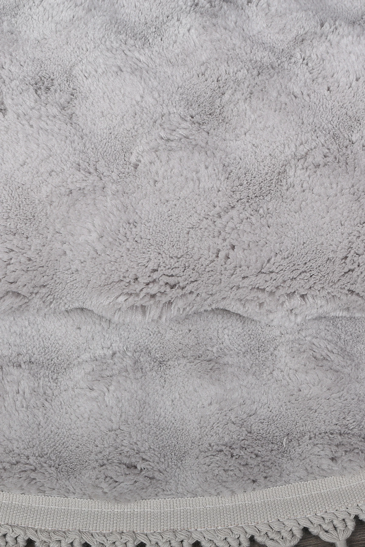 Bubble Yuvarlak Ponpon Saçaklı Salon Oda Çocuk Mutfak Koridor Antre Halısı Yıkanabilir Kaymaz Tabanlı Peluş Halı Yolluk - Gri