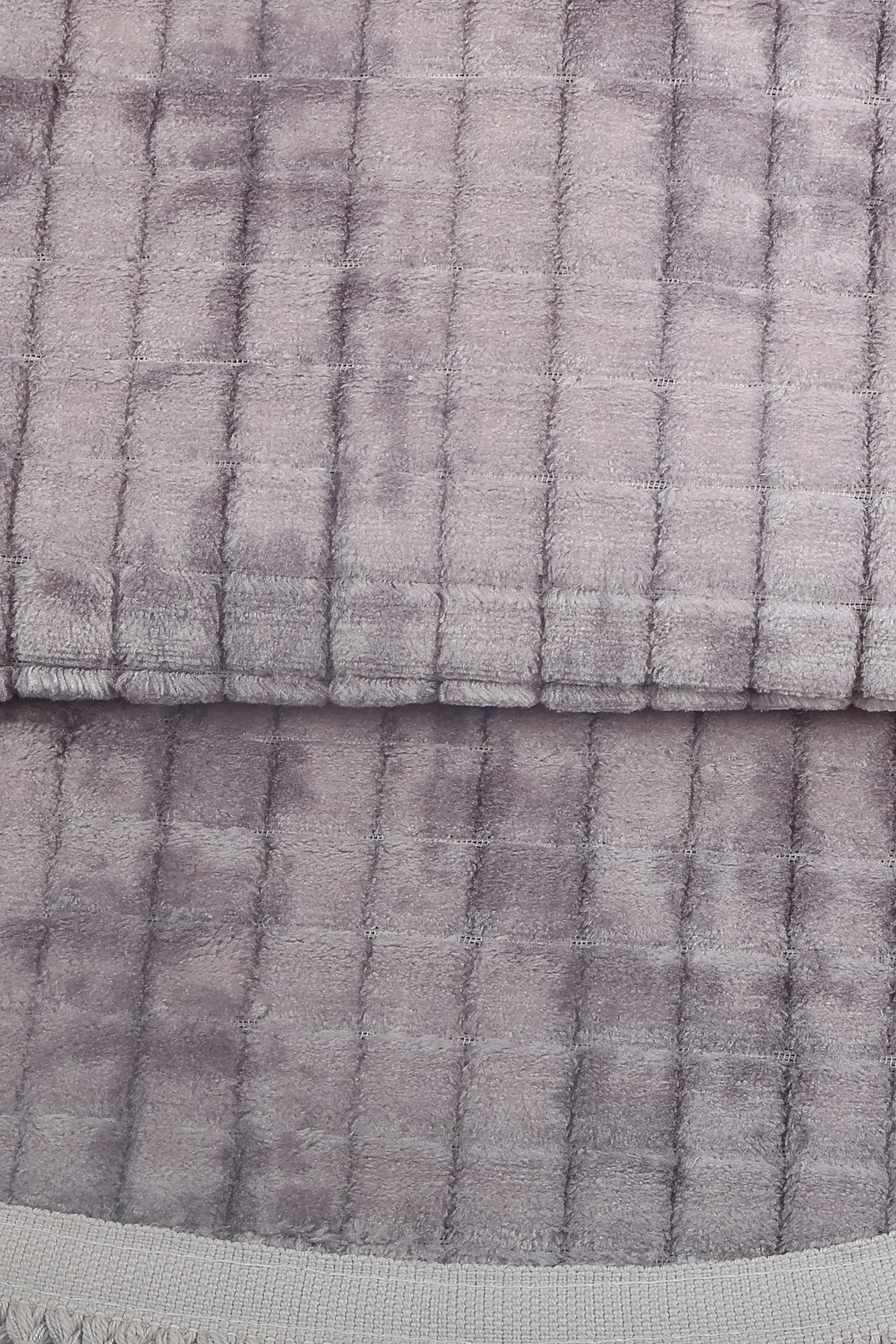 Kare Plus Oval Ponpon Saçaklı Salon Oda Çocuk Mutfak Antre Koridor Halısı Kaymaz Tabanlı Yıkanabilir Peluş Halı Yolluk - Gri