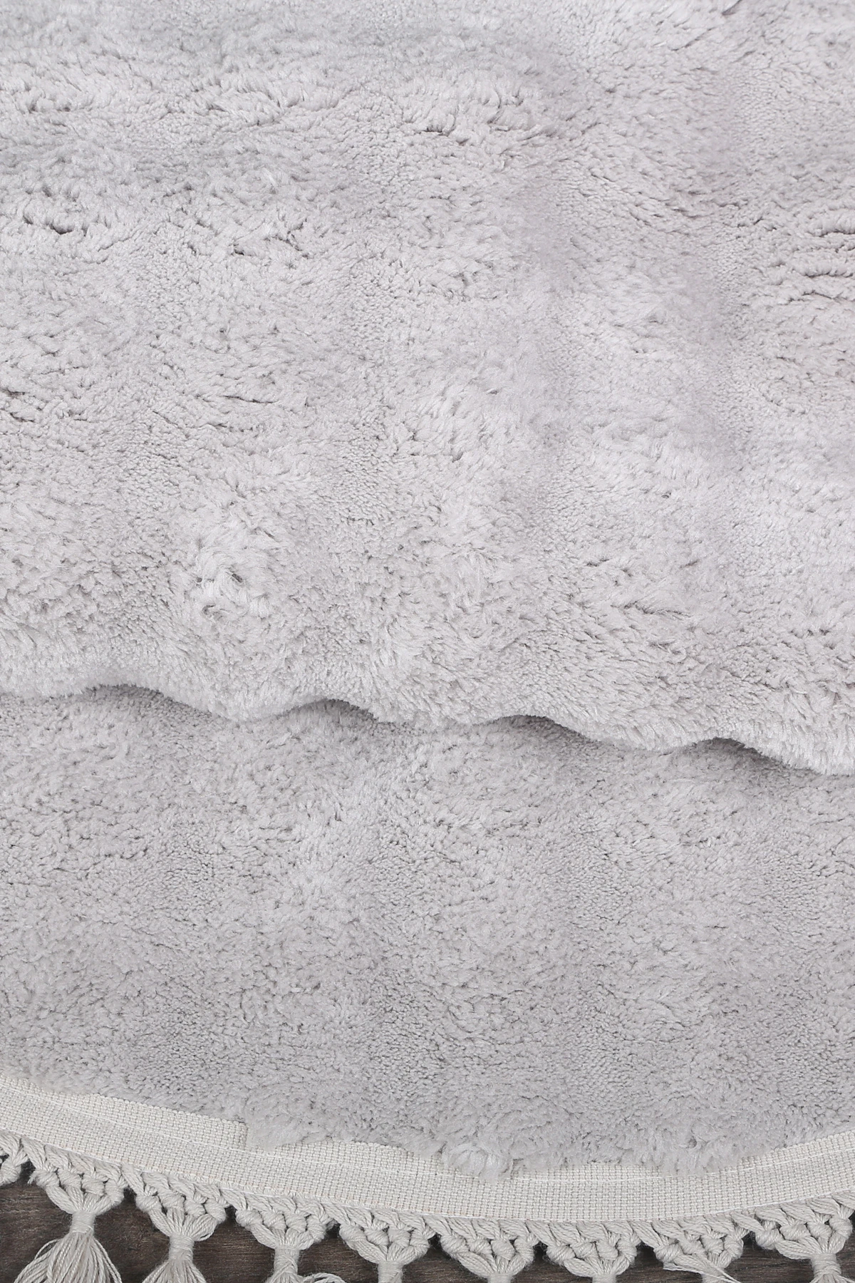 Bubble Oval Ponpon Saçaklı Püsküllü Salon Oda Çocuk Mutfak Koridor Antre Halısı Yıkanabilir Kaymaz Tabanlı Peluş Halı Yolluk - Gri