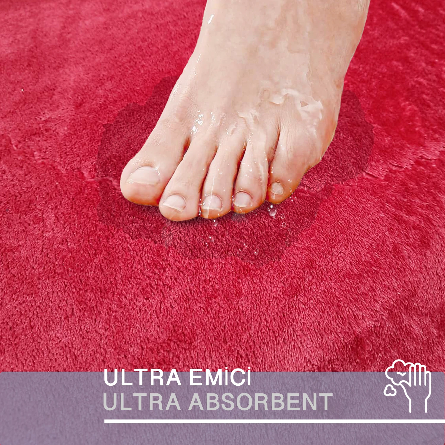 Bonny Home Rixos 2li Banyo Halısı Paspası Seti Kaymaz Tabanlı Klozet Takımı - Kırmızı