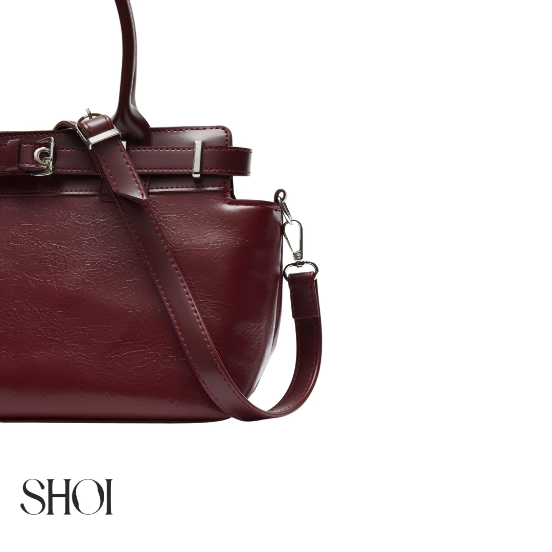 Vesta Kemerli Bordo Çanta 