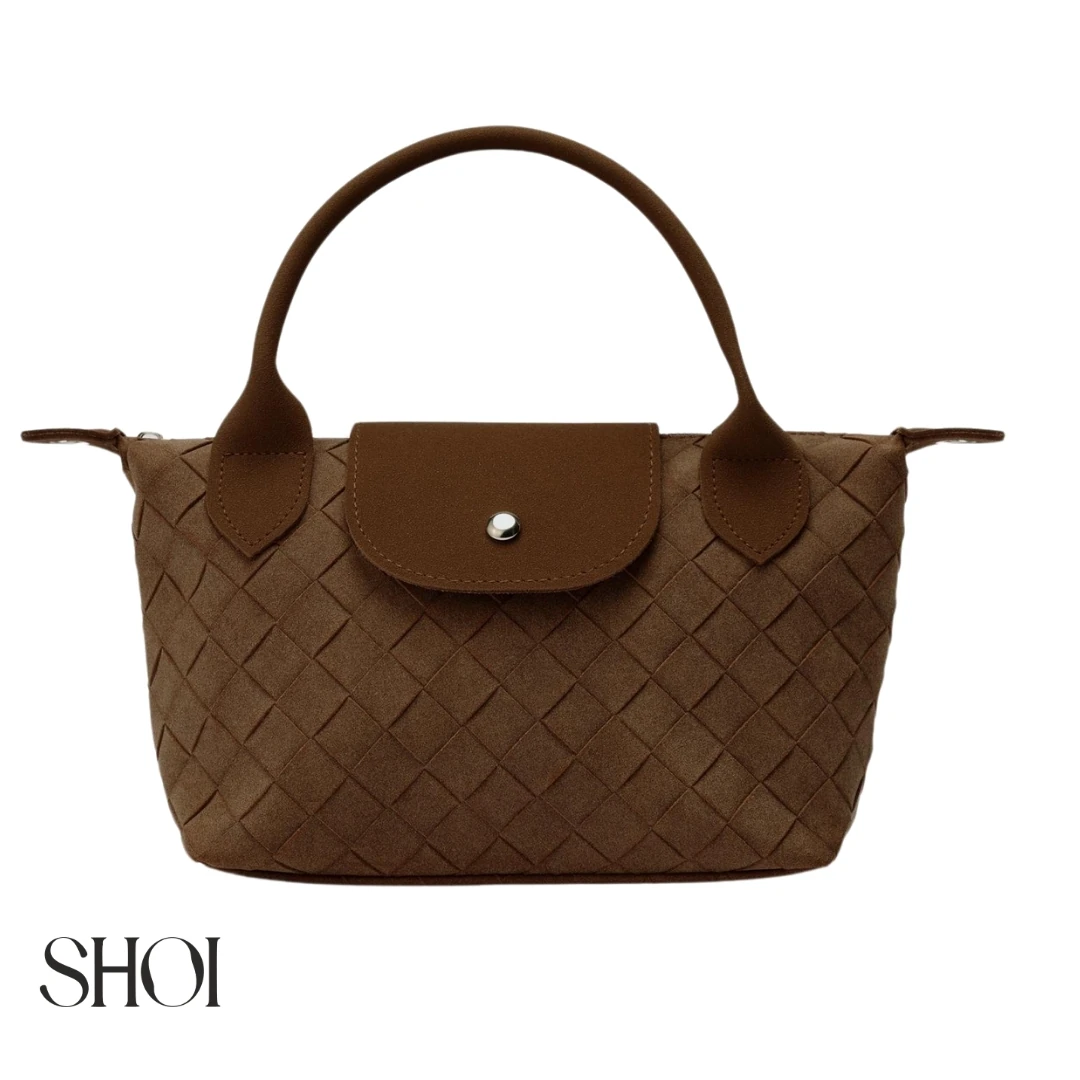 Nova Süet Örgü Koyu Kahve Mini Çanta 