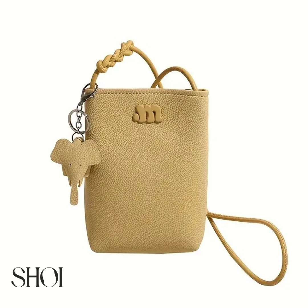 Fil Charmlı Sarı Omuz Çantası 