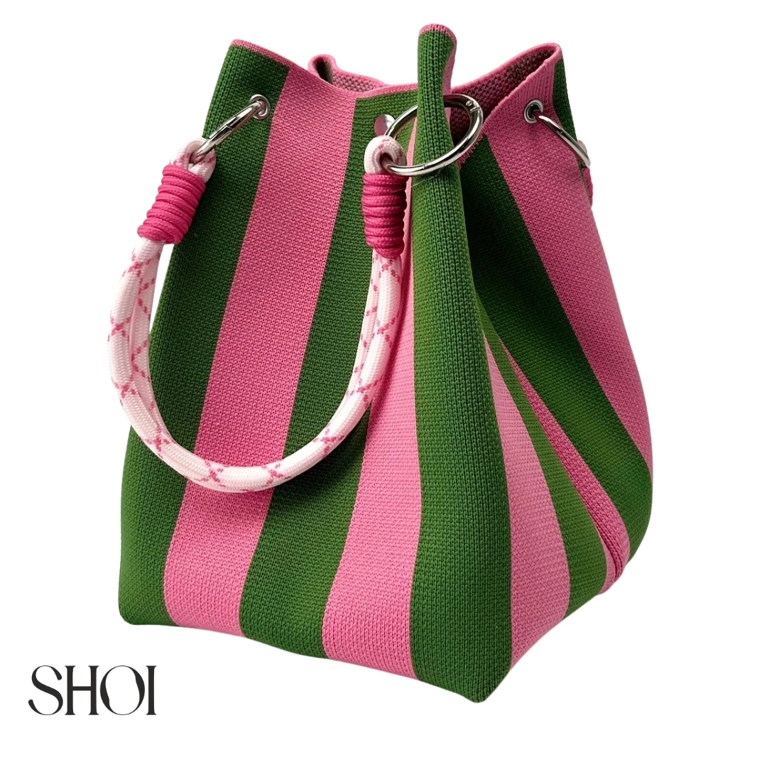 Poppin Bag Yeşil Pembe Retro El Çantası 