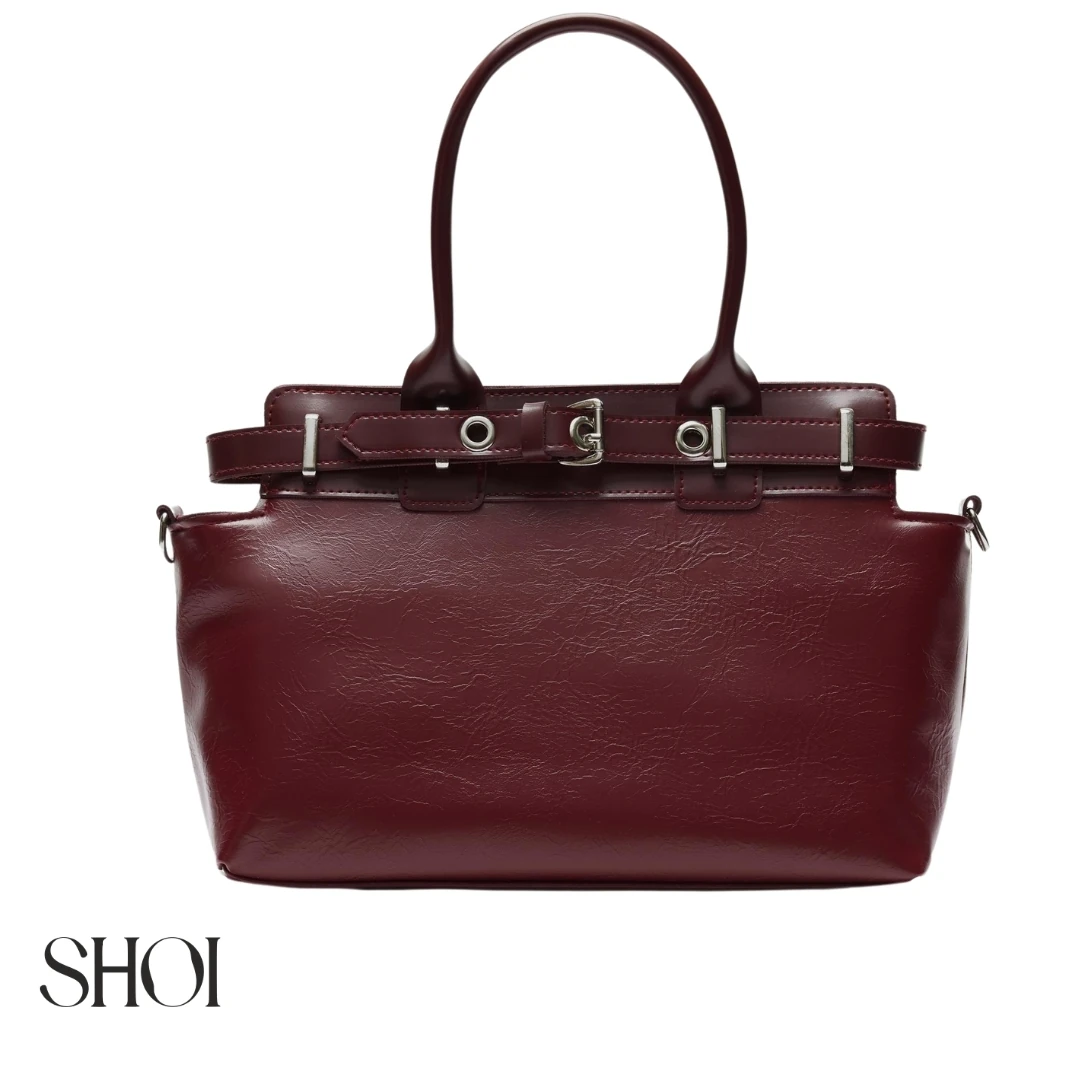 Vesta Kemerli Bordo Çanta 