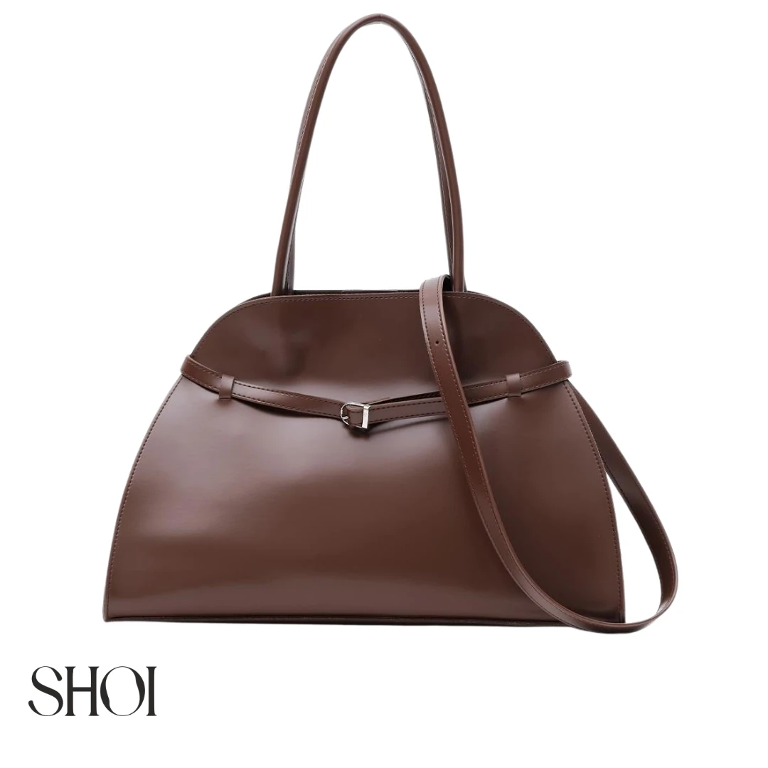 Luna Kemer Detaylı Fındık Kabuğu Omuz Çantası 