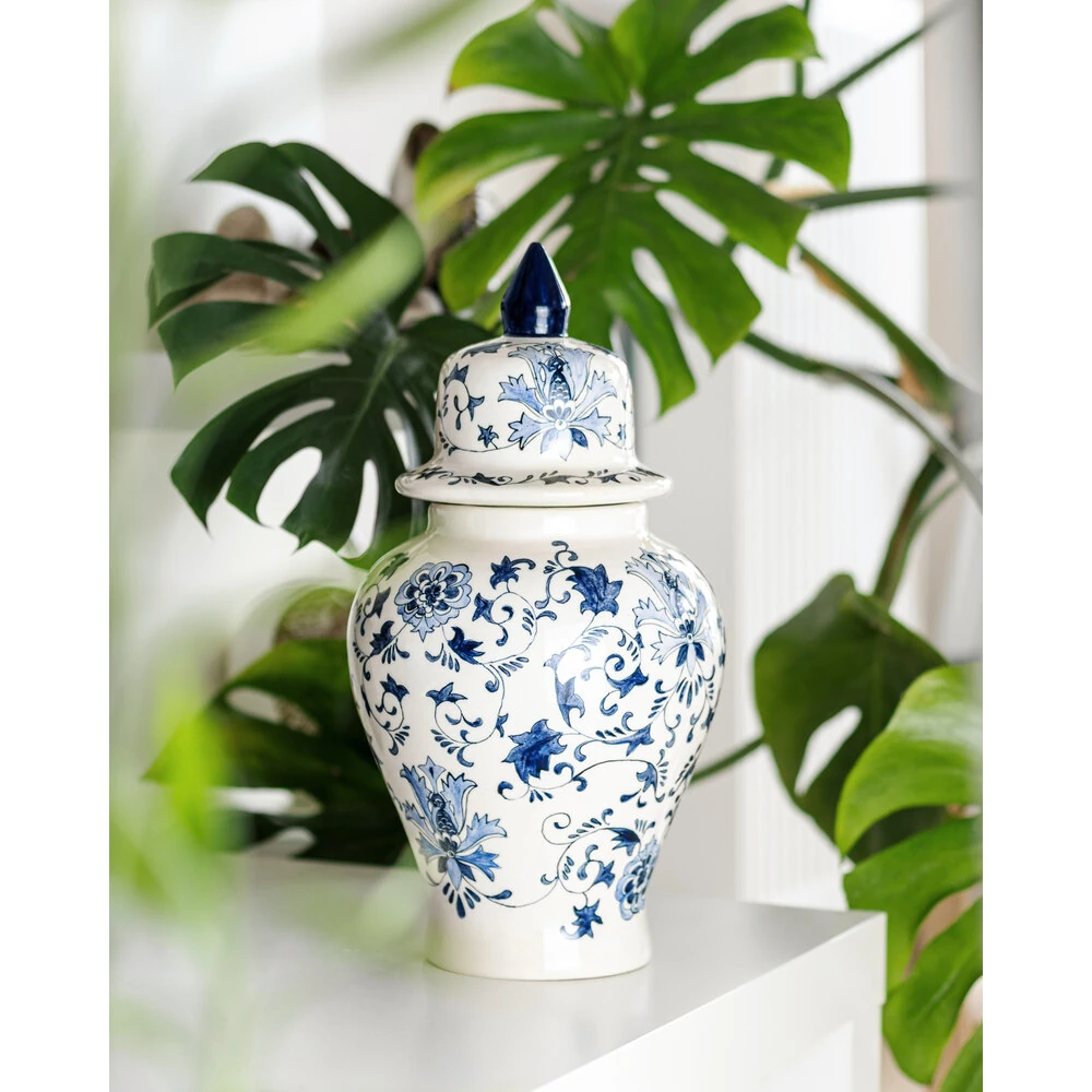 BleuBlanc El yapımı mavi beyaz dekoratif şah küp