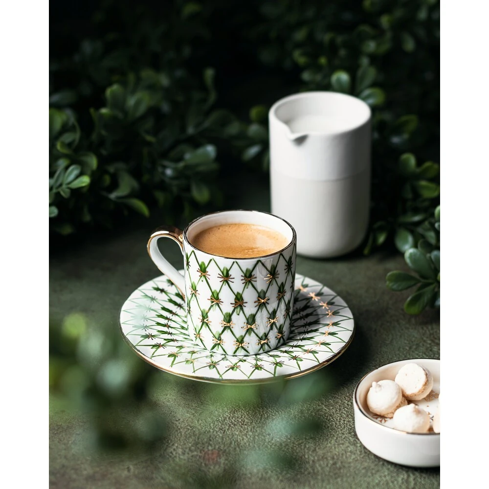 2li set Ivy Porselen Elboyama Türk Kahvesi Espresso Fincan – El Yapımı Porselen Fincan, Özel Tasarım