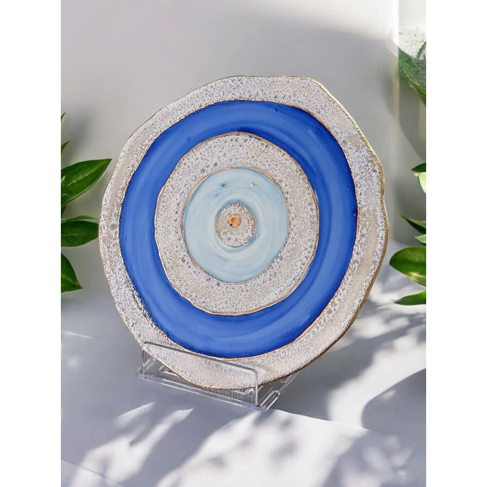 Özel tasarım kadife keseli kabartmalı 24k Altın İşlemeli Amorf Porselen nazarlık 20 cm – El Yapımı Özel Tasarım Ürün