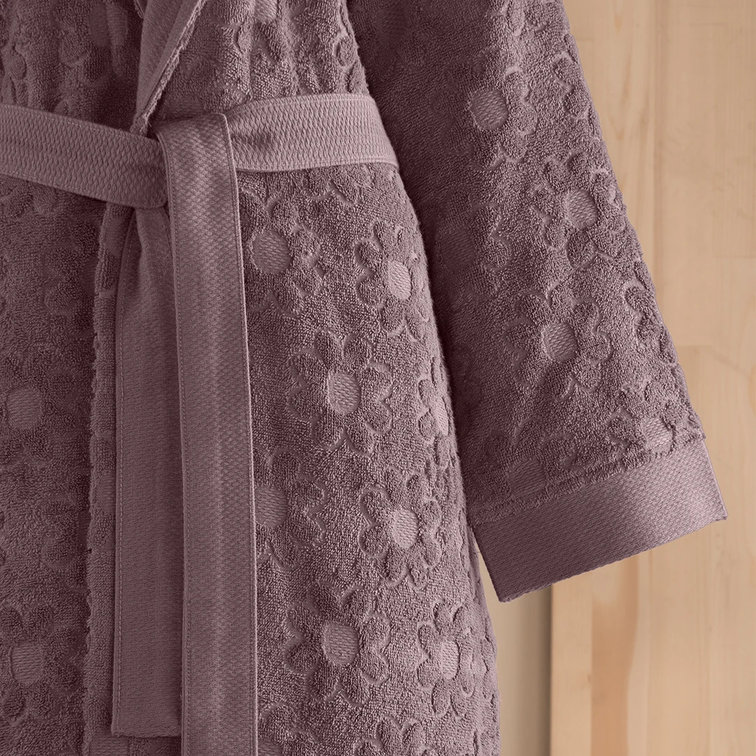 Armo %100 Pamuk Aile Bornoz Seti Mürdüm/Antrasit (6 Parça)