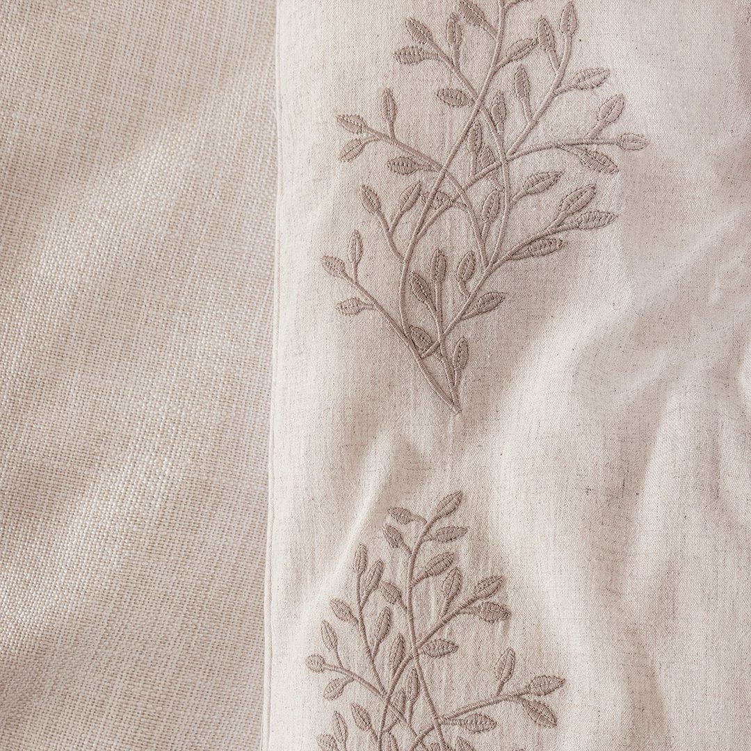 Astra Çift Kişilik Keten&Percale Nevresim Seti Beyaz/Natürel (7 Parça)