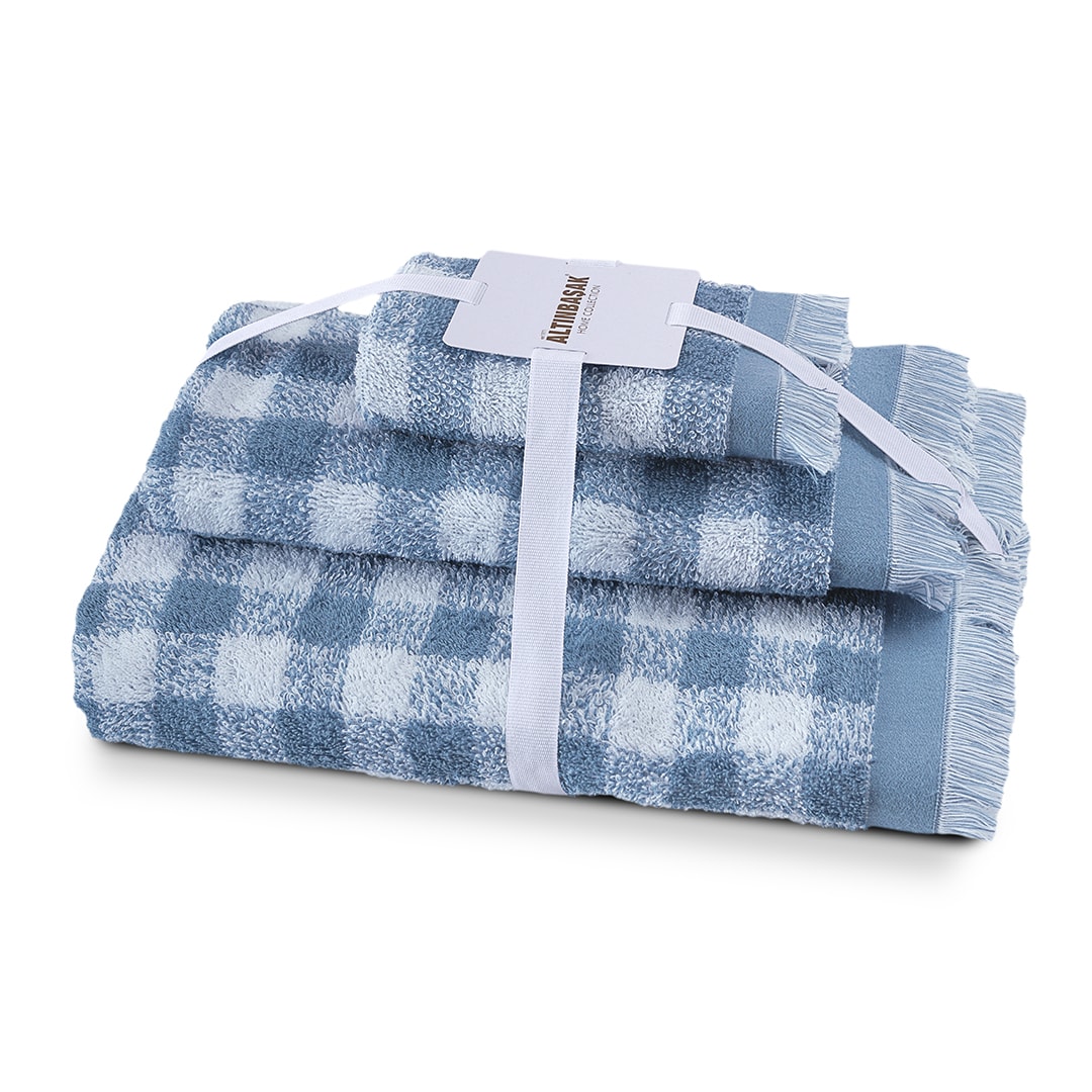 Gracia %100 Pamuk İplik Boyalı Banyo Havlusu Seti 3'lü