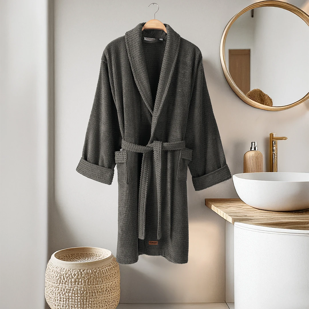 Verto %100 Pamuk Unisex Bornoz Antrasit