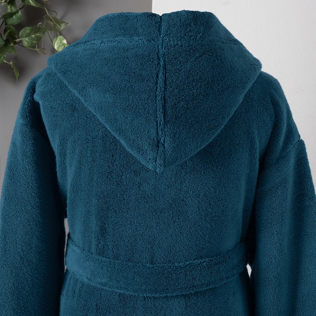 Dolce Microcotton Kapşonlu Unisex Bornoz Petrol