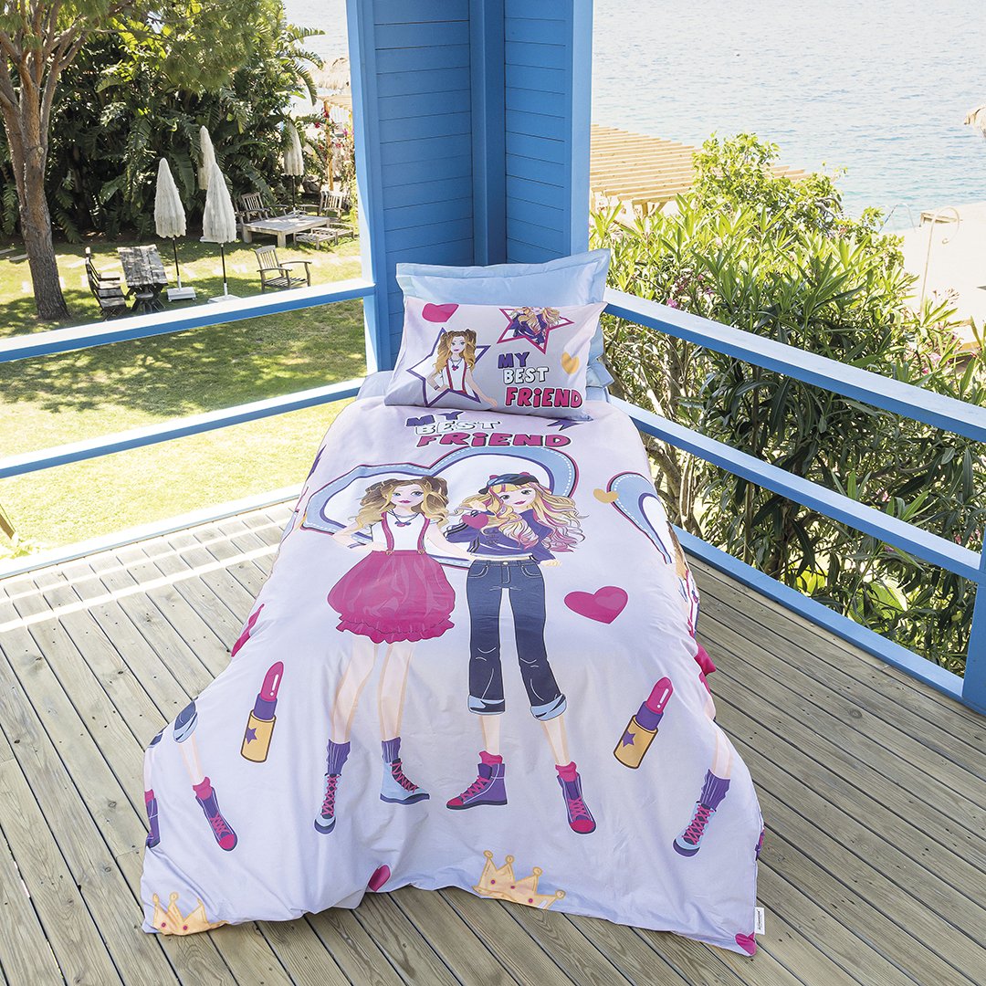 Rachel Tek Kişilik Ranforce Nevresim Takımı Mavi (3 Parça)