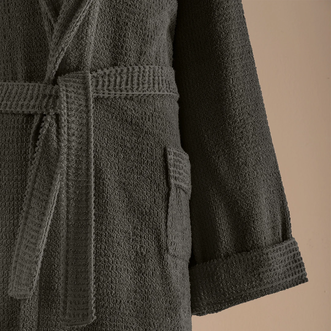 Verto %100 Pamuk Aile Bornoz Seti Şeftali/Antrasit (6 Parça)