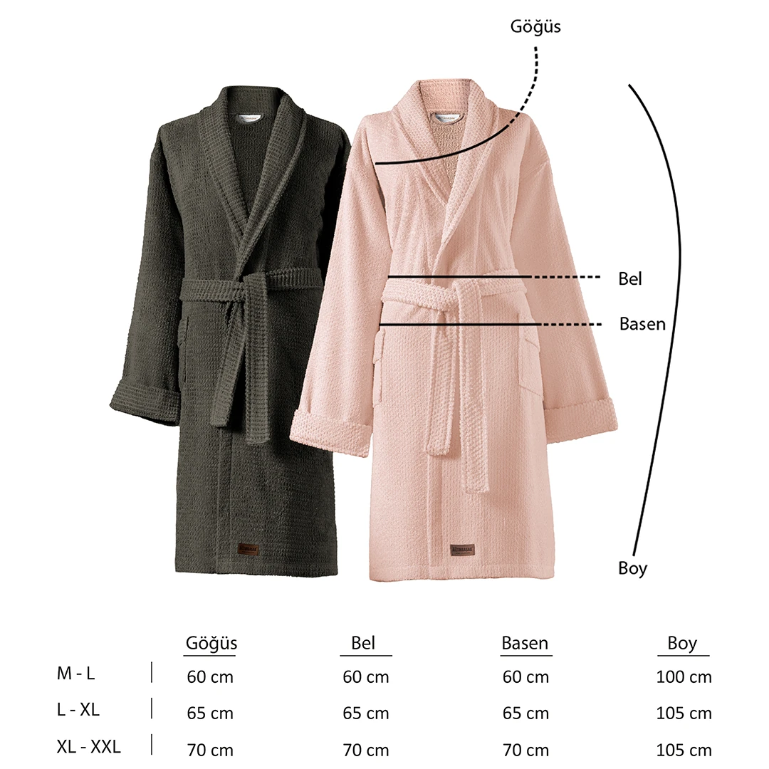 Verto %100 Pamuk Aile Bornoz Seti Şeftali/Antrasit (6 Parça)