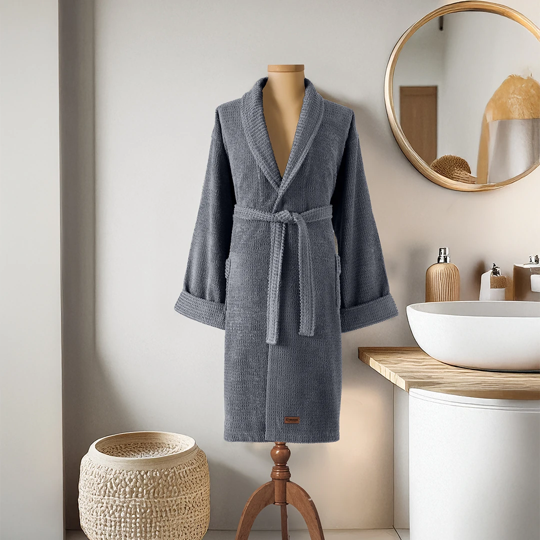 Verto %100 Pamuk Unisex Bornoz İndigo