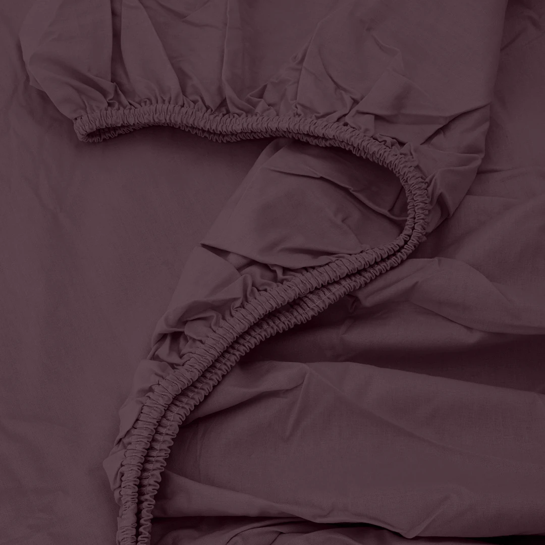 Freesia Tek Kişilik Ranforce Lastikli Çarşaf 100x200+35 cm Mürdüm