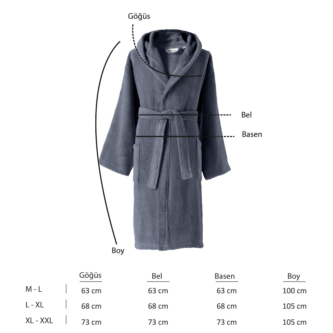 Dolce Microcotton Kapşonlu Unisex Bornoz Antrasit