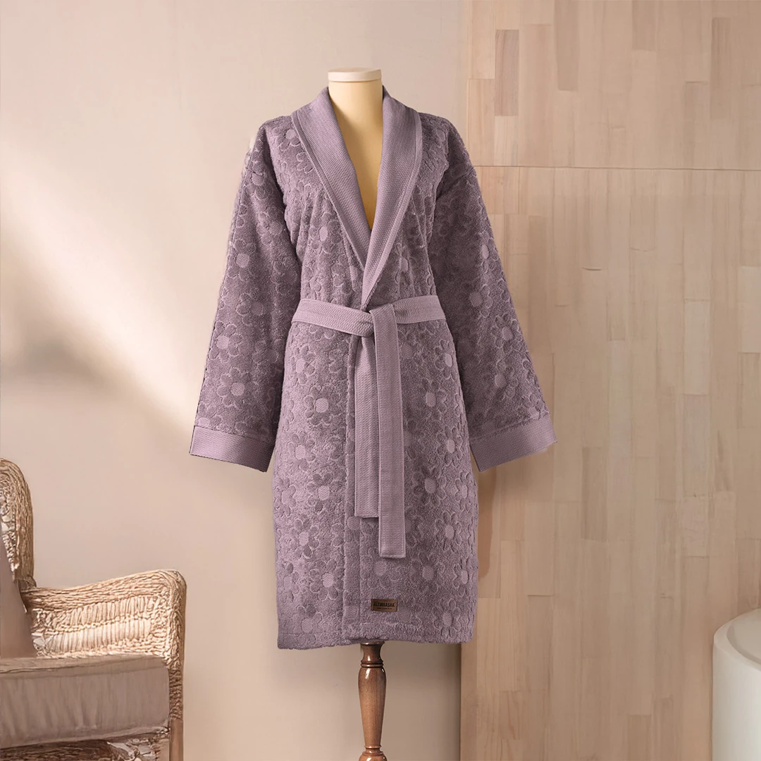 Armo %100 Pamuk Kadın Bornoz Mürdüm