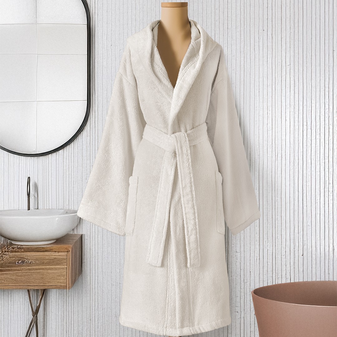 Dolce Microcotton Kapşonlu Unisex Bornoz Linen
