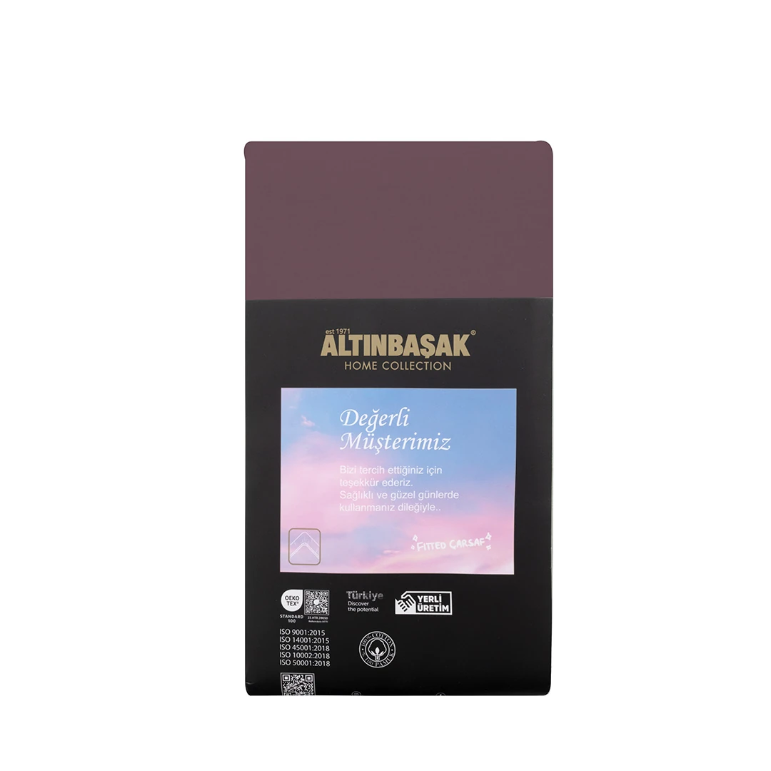 Freesia King Size Ranforce Lastikli Çarşaf 200x200+35 cm Mürdüm