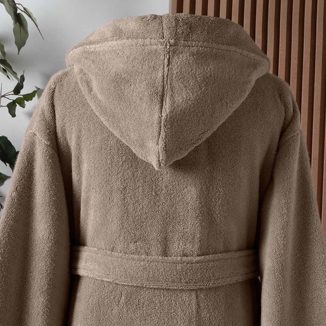 Dolce Microcotton Kapşonlu Unisex Bornoz Bej