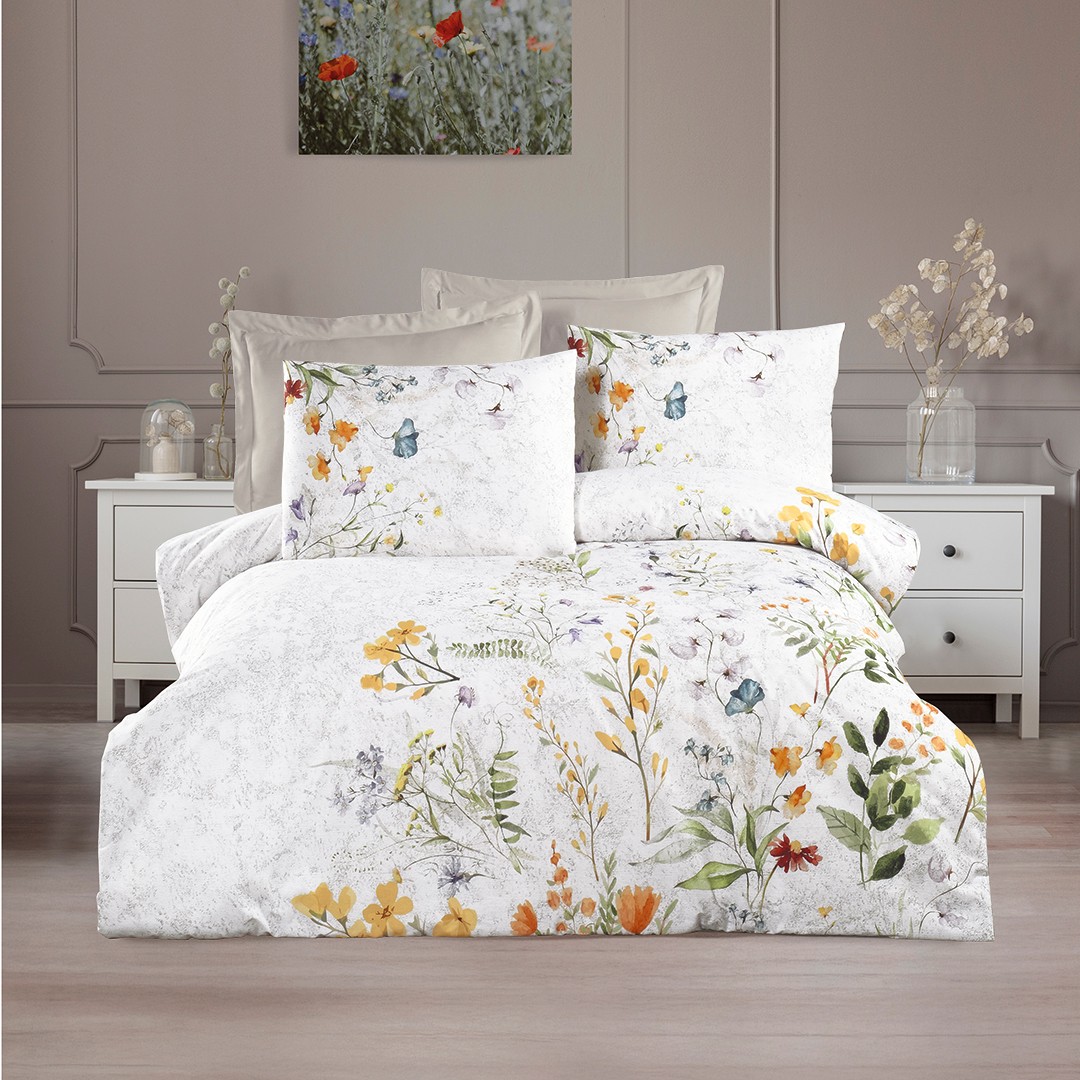 Fiora Çift Kişilik Ranforce Nevresim Takımı Gri (4 Parça)