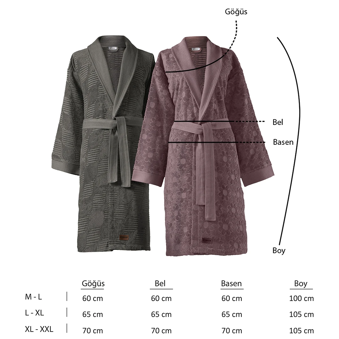 Armo %100 Pamuk Aile Bornoz Seti Mürdüm/Antrasit (6 Parça)