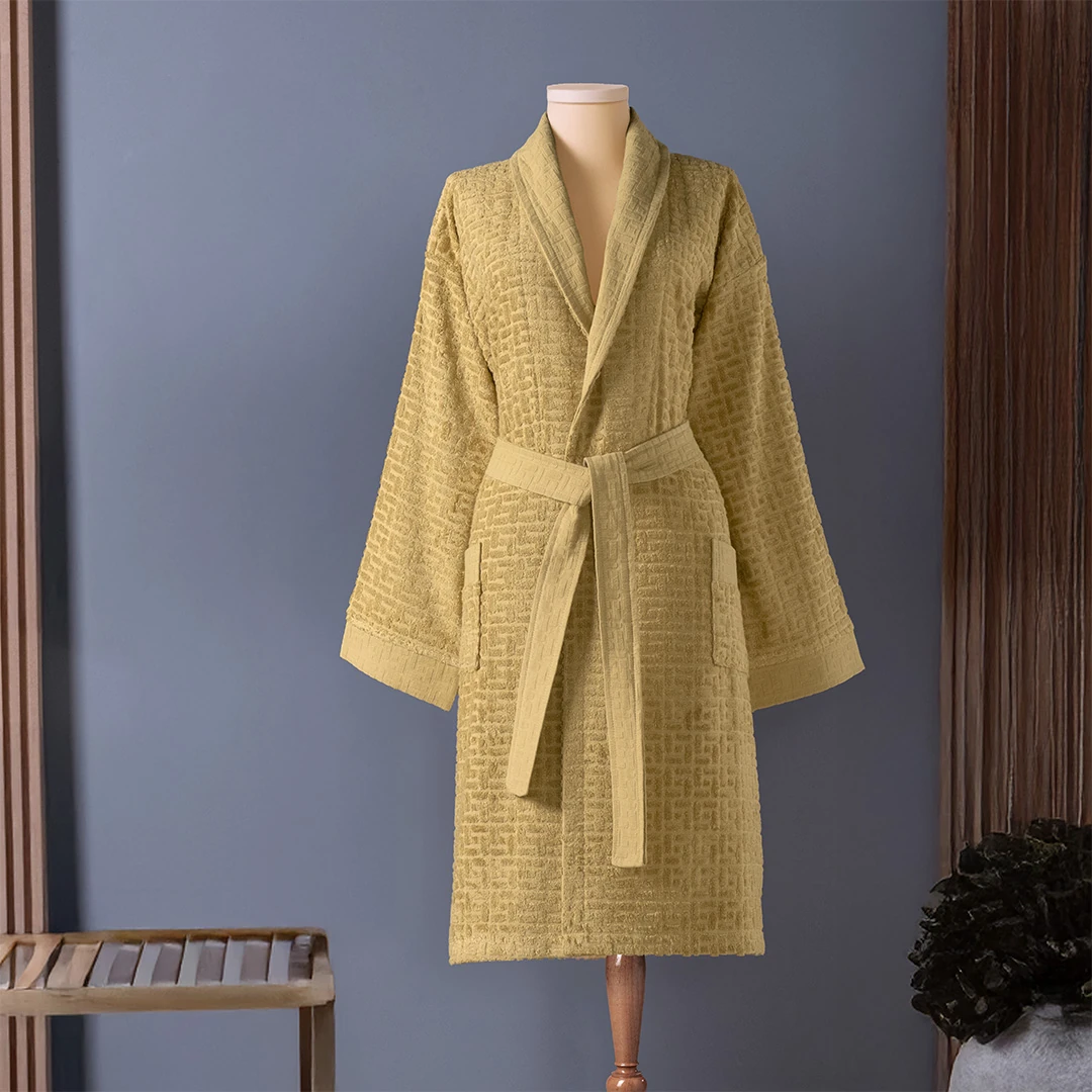 Lisse Bambu Kadın Bornoz Hardal