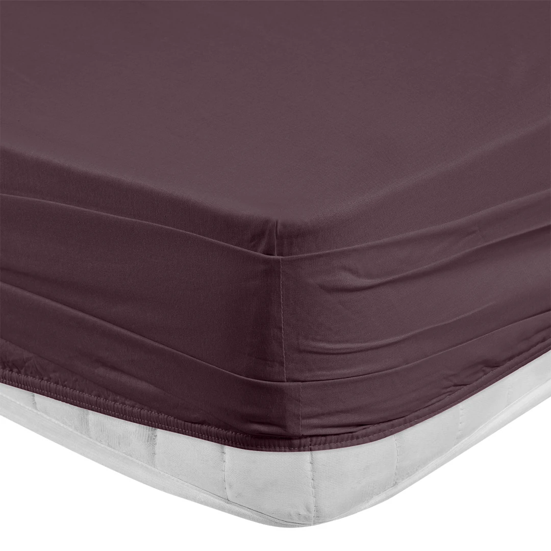 Freesia Tek Kişilik Ranforce Lastikli Çarşaf 100x200+35 cm Mürdüm