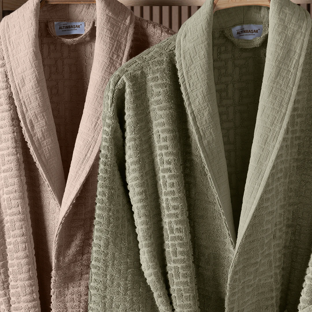 Lisse Bambu Aile Bornoz Seti Adaçayı Yeşili/Bej (6 Parça)