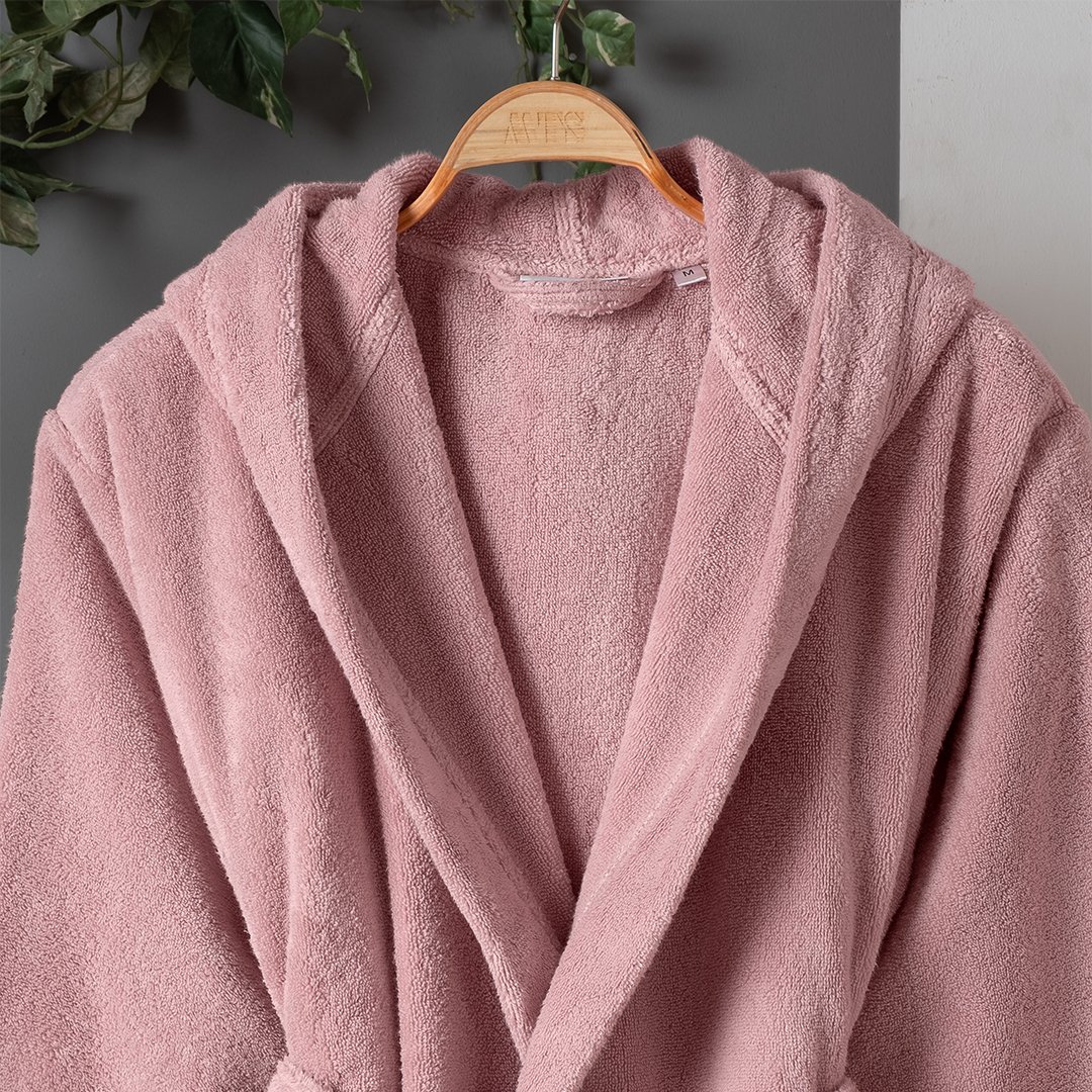 Dolce Microcotton Kapşonlu Kadın Bornoz Pudra